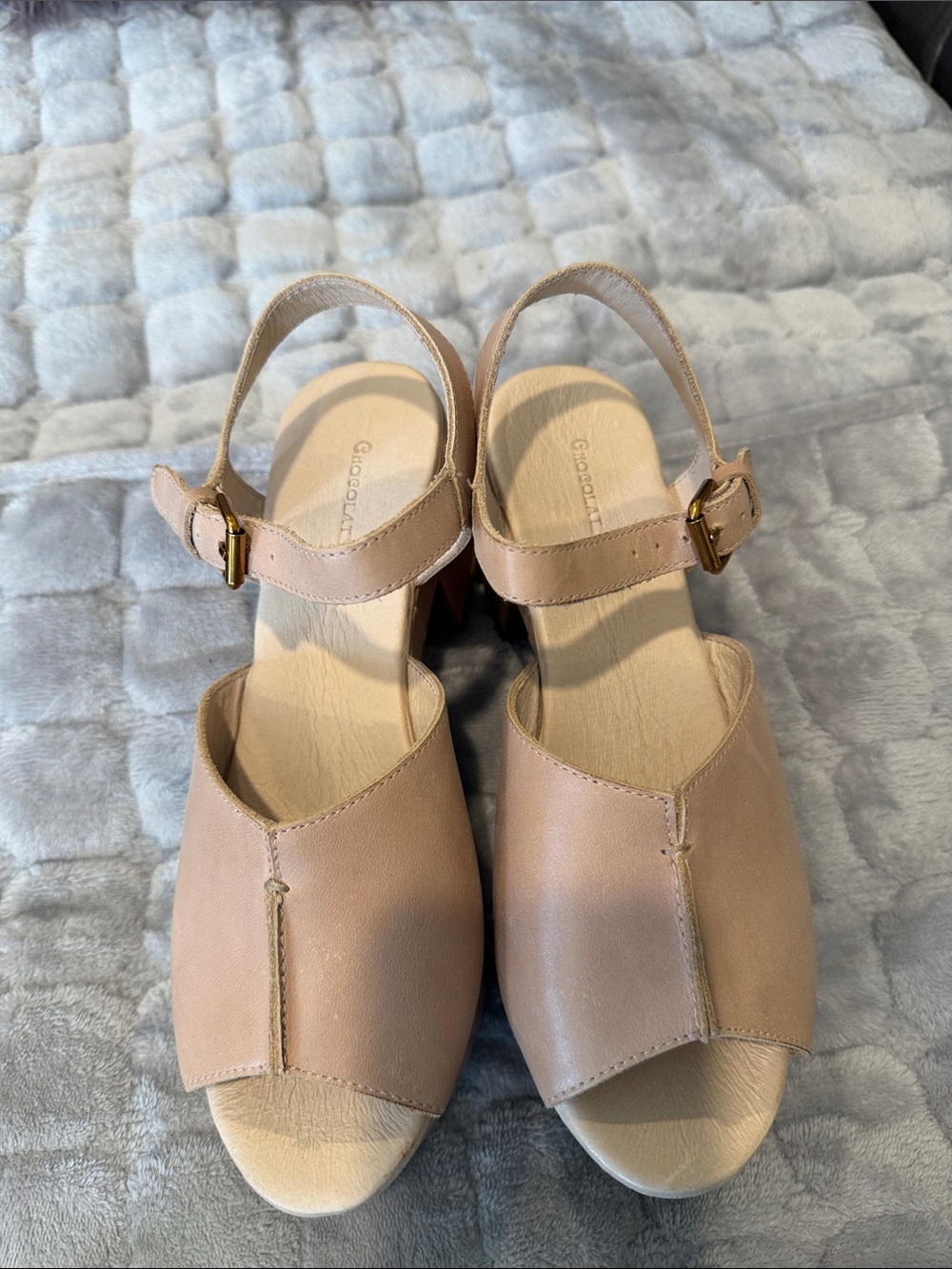 Comfortable Women's Nude Leather Slingback Sandals